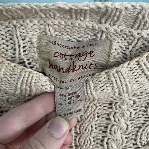 Abercrombie & Fitch Cottage Handknits Chunky Knit Sweater Women’s Large Ramie - Picture 5 of 12